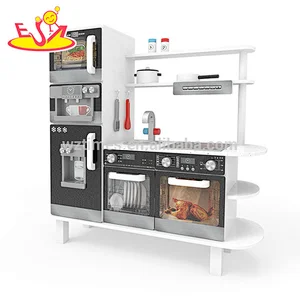 Juego de cocina grande de madera para niños con accesorios W10C357