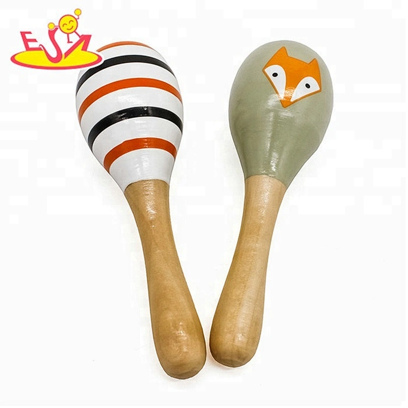 New arrival cartoon paint wooden children maracas for education W07I139