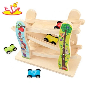 High speed mini wooden toy car ramp track for children W04E071