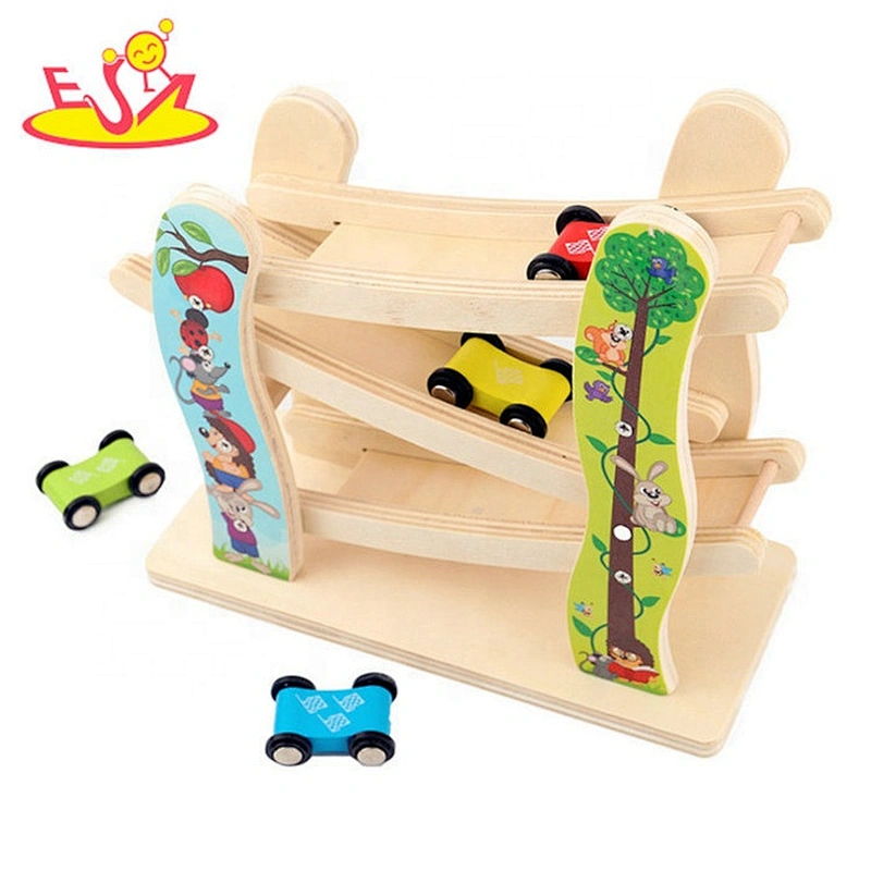 High speed mini wooden toy car ramp track for children W04E071