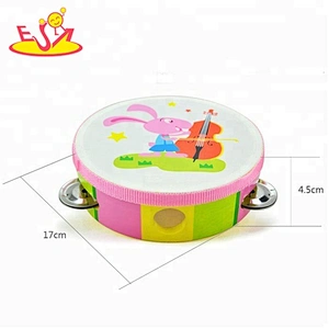 Wholesale baby musical wooden tambourine toy for early learning W07F004
