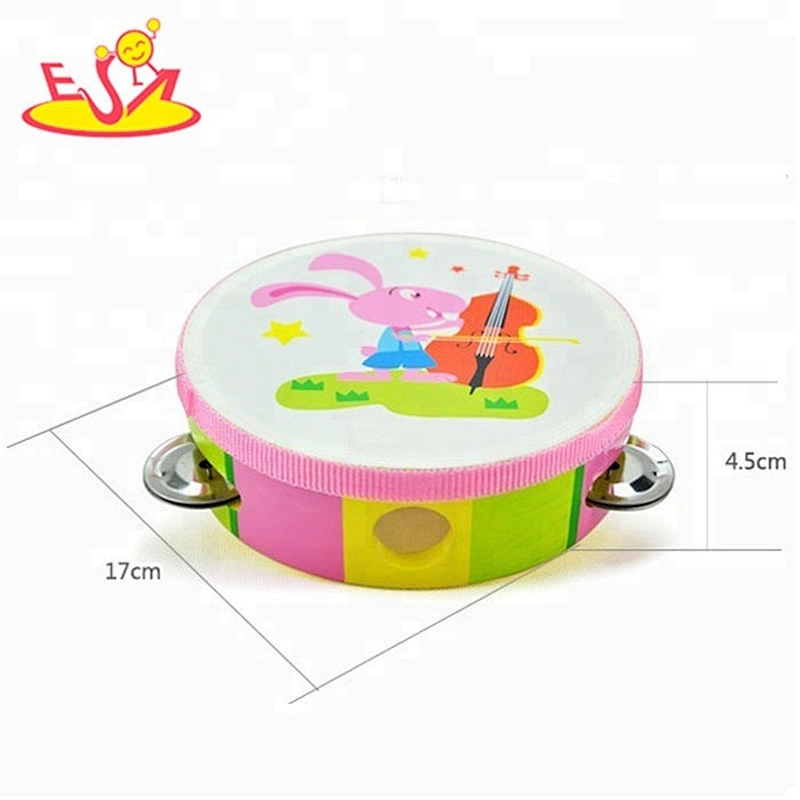 Wholesale baby musical wooden tambourine toy for early learning W07F004