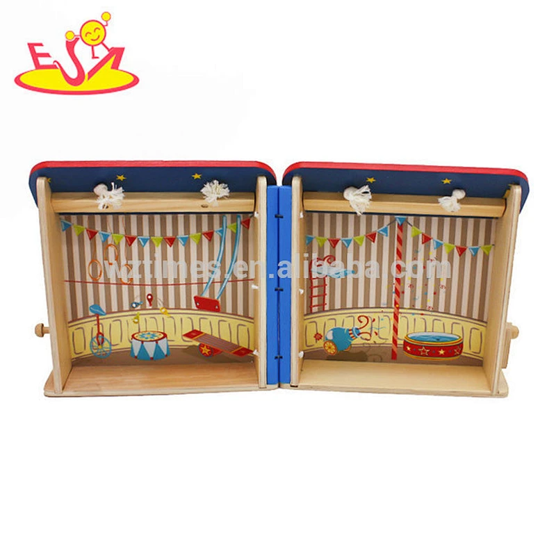 New design small wooden circus dollhouse for kids W06A327