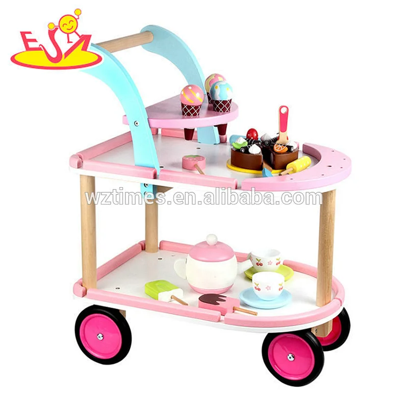 2018 Wholesale porcelain ice cream model toys wooden kids pretend play toy with CE W10B221
