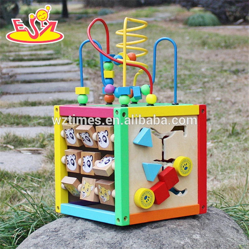 2018 wholesale multi-function toddlers wooden bead activity table new design funny kids wooden bead activity table W11B137