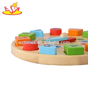 Neue heißeste pädagogische Uhr 3d Holzpuzzle für Kinder W14K020