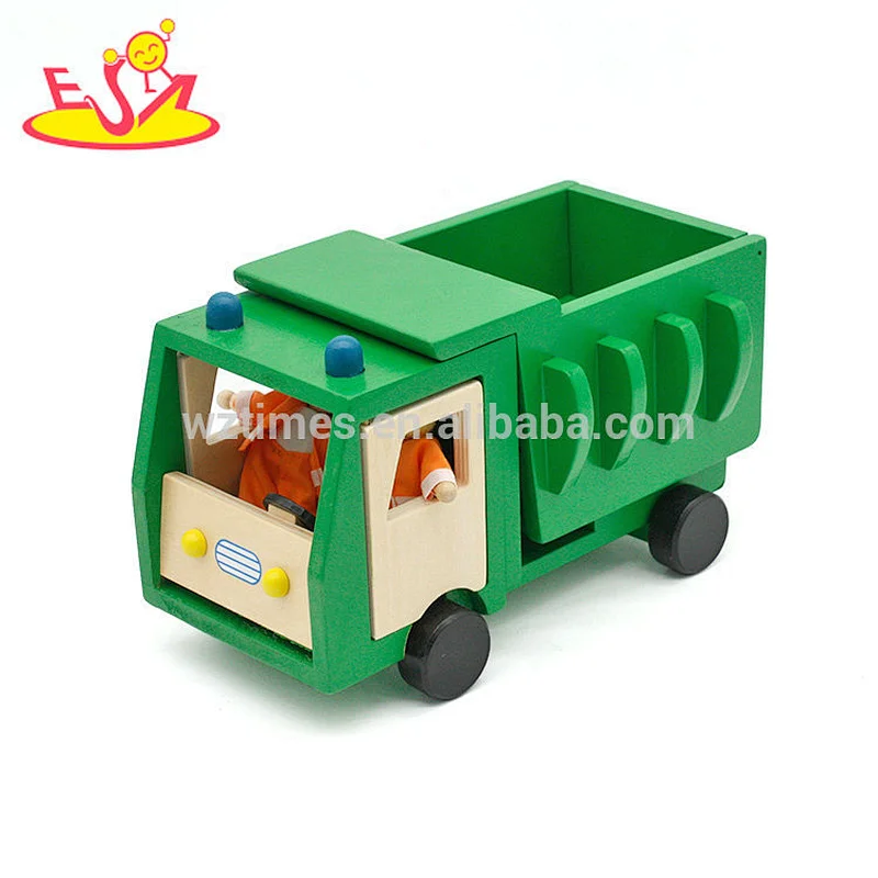 Neue Ankunftskarikatur mini hölzerne Abfallwagen spielt für Kinder W04A360