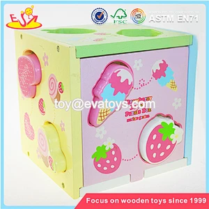 Wholesale lovely style newest wooden shape sorting blocks box toy for baby W12D020