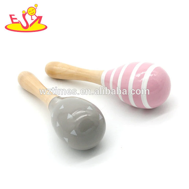 2018 Wholesale classical kids percussion toy small wooden maracas for girls W07I127