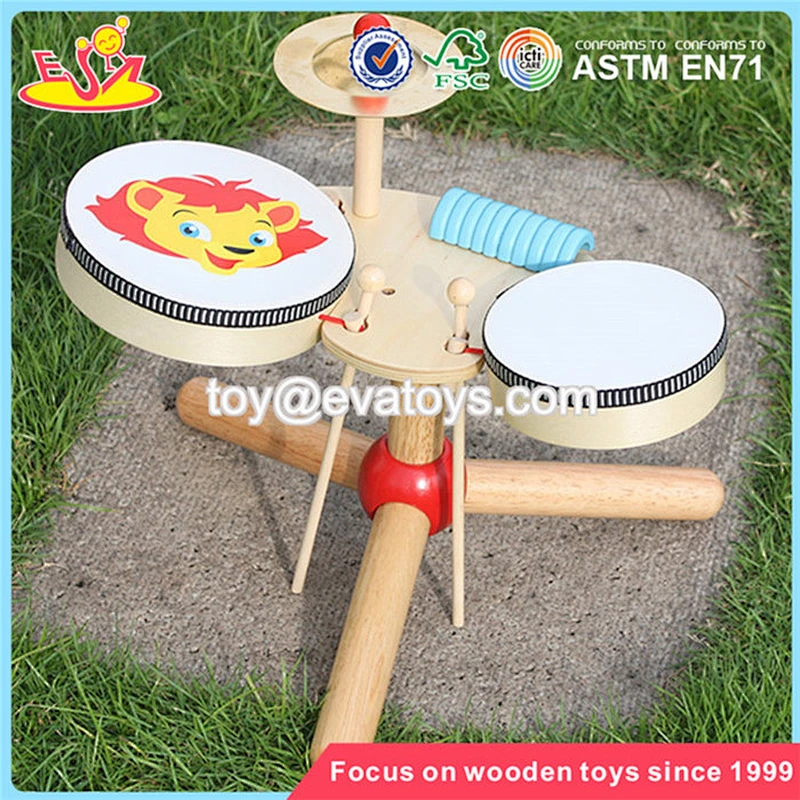 wholesale toy musical instrument mini wooden kids drum set for junior W07A040