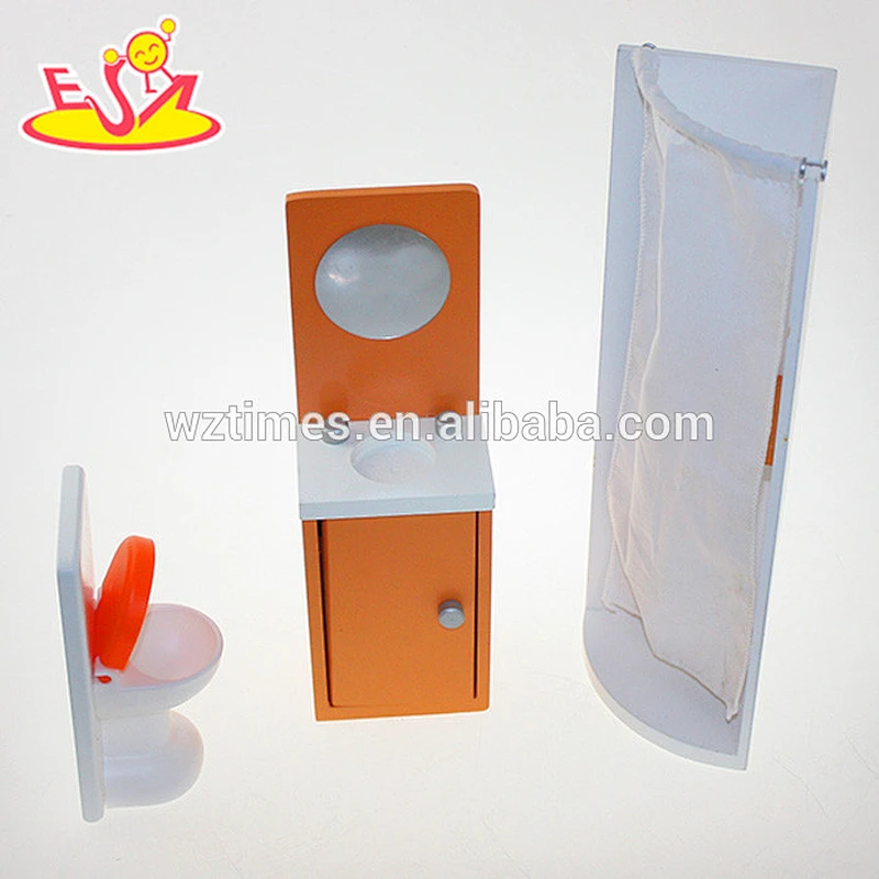 Wholesale fashionable baby wooden bathroom furnitures toy mini dollhouse furnitures toy W06B030
