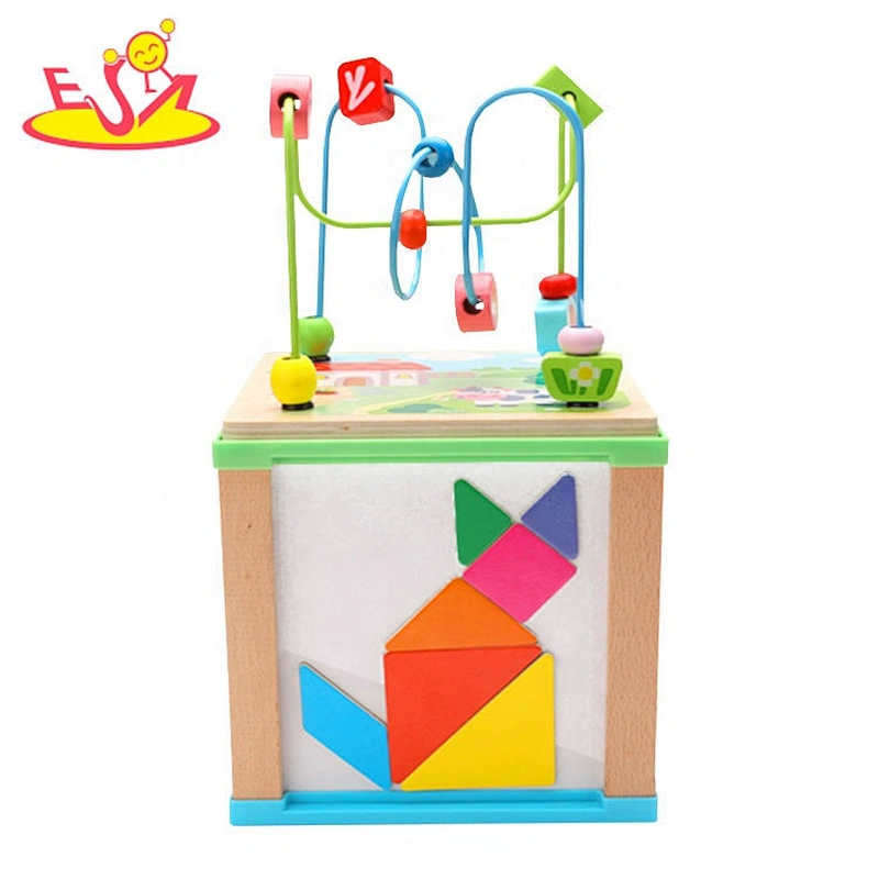 New design educational wooden activity cube for kids W11B239