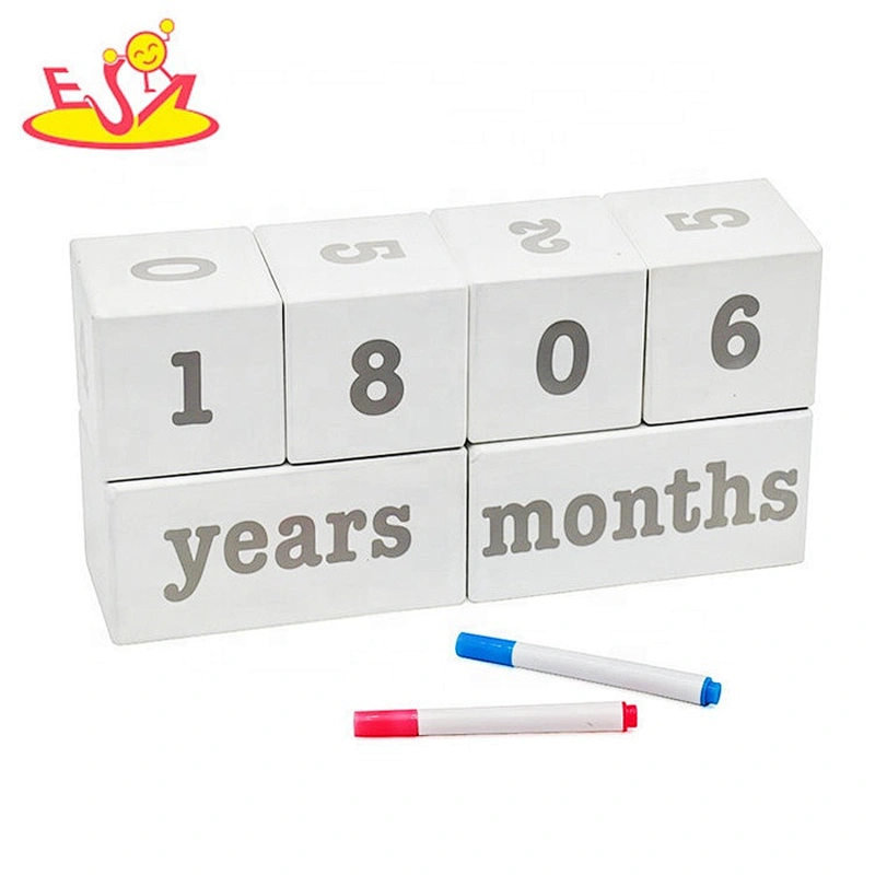 Desk top wooden white block calendar for home decoration W13A166