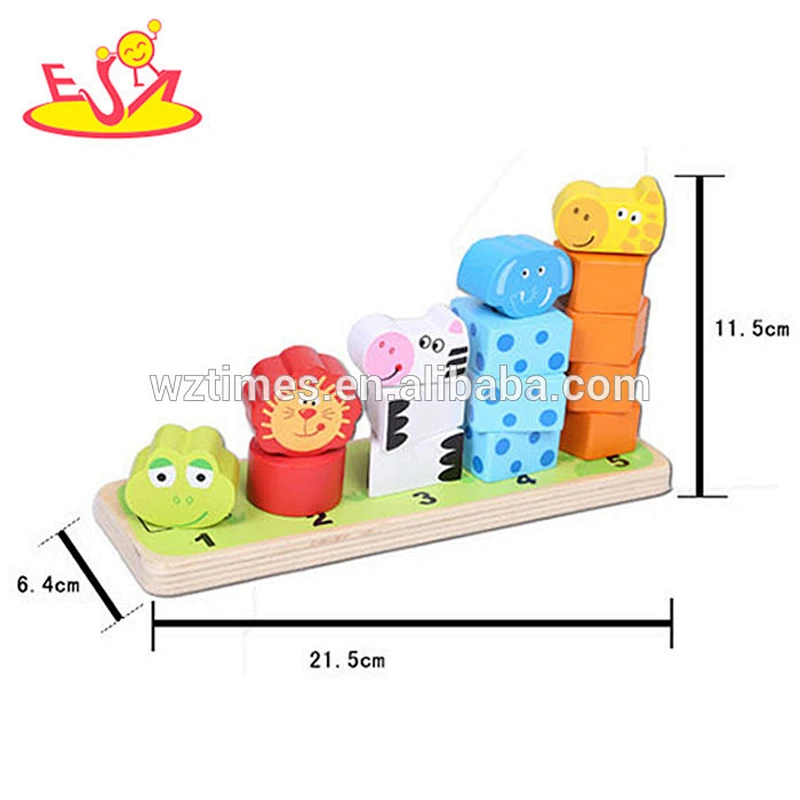 2018 New design wooden baby stacking toys funny wooden stacking rings toys educational wooden stacking toys for toddlers W13D113