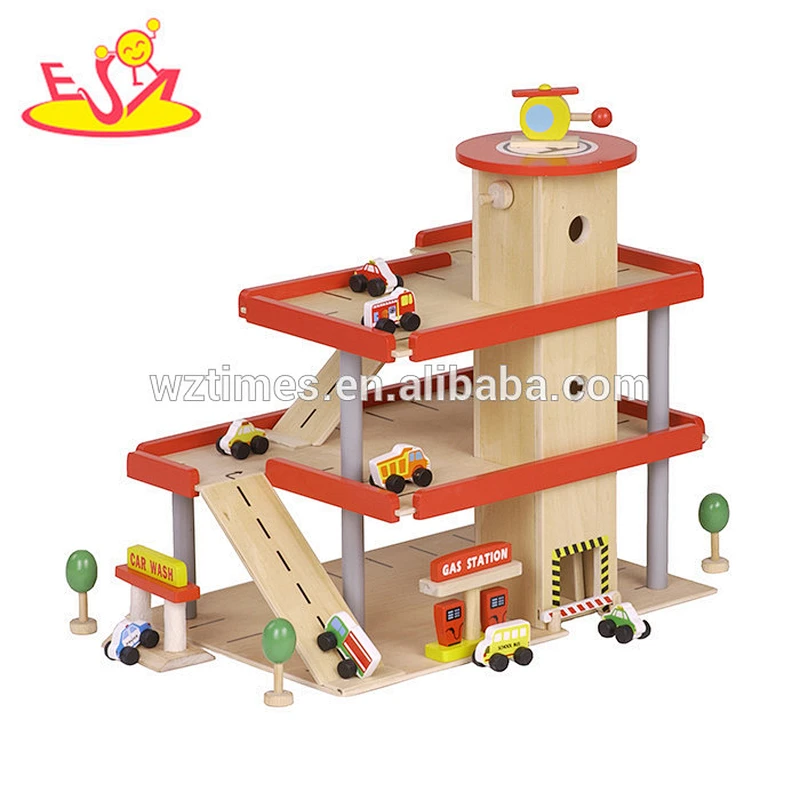 2018 wholesale toddlers wooden toy car garage, new kids wooden toy car garage, best children wooden toy car garage W04B038