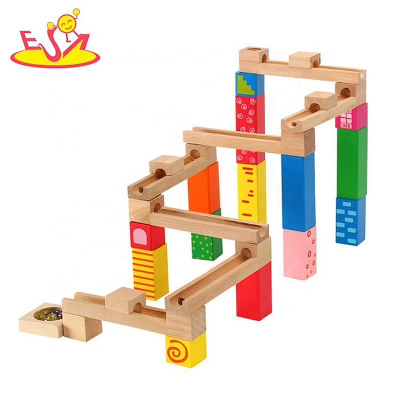 2019 New arrival 39 PCS educational wooden marble run set toy for kids W04E086