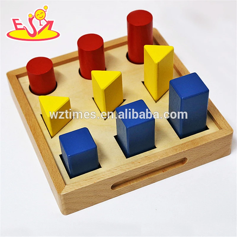 2018 New design toddlers geometry blocks wooden toddler montessori materials W12F011