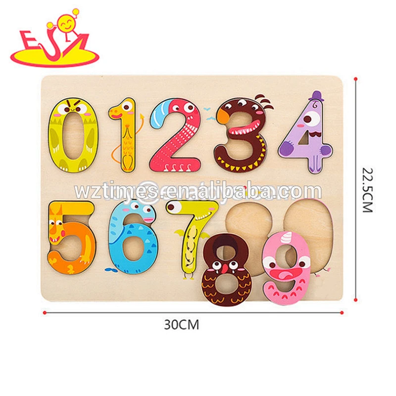 2018 Wholesale small educational puzzle toys wooden number toys for kids figure learning 0-20 W14B098