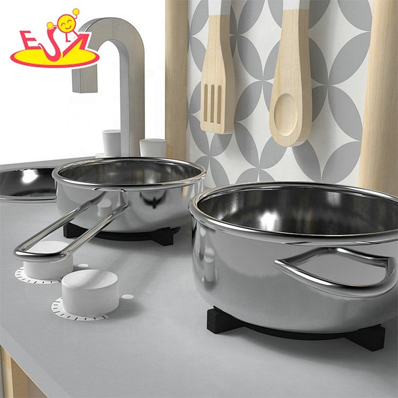 2019 New design children wooden steel kitchen set toy for play W10C475B