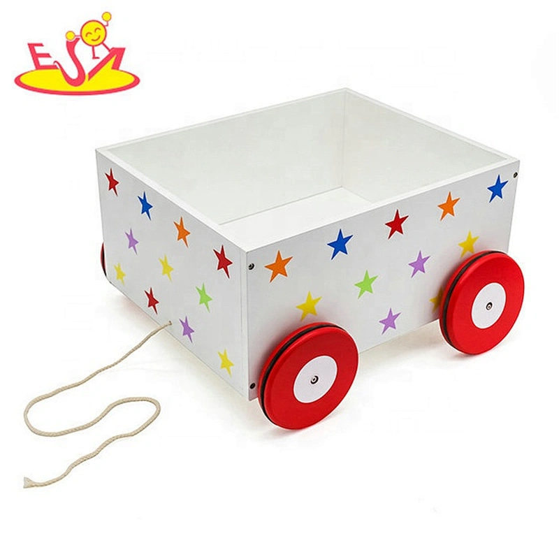 Hot selling cartoon wooden toy chest for kids W08C128