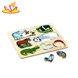 Wholesale interesting wooden baby puzzle toy bring fun cute kids wooden baby puzzle W14A100