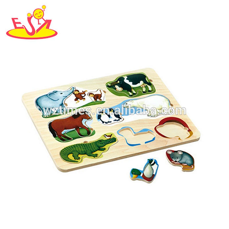 Wholesale interesting wooden baby puzzle toy bring fun cute kids wooden baby puzzle W14A100
