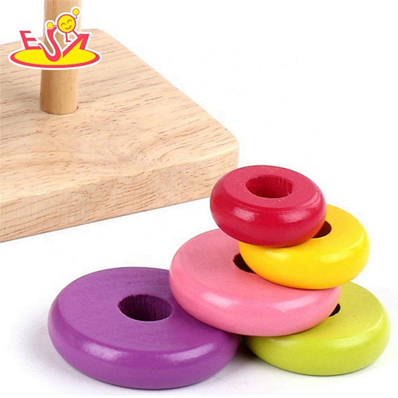 2019 New design educational stacker wooden rainbow stacking toy for babies W13D221