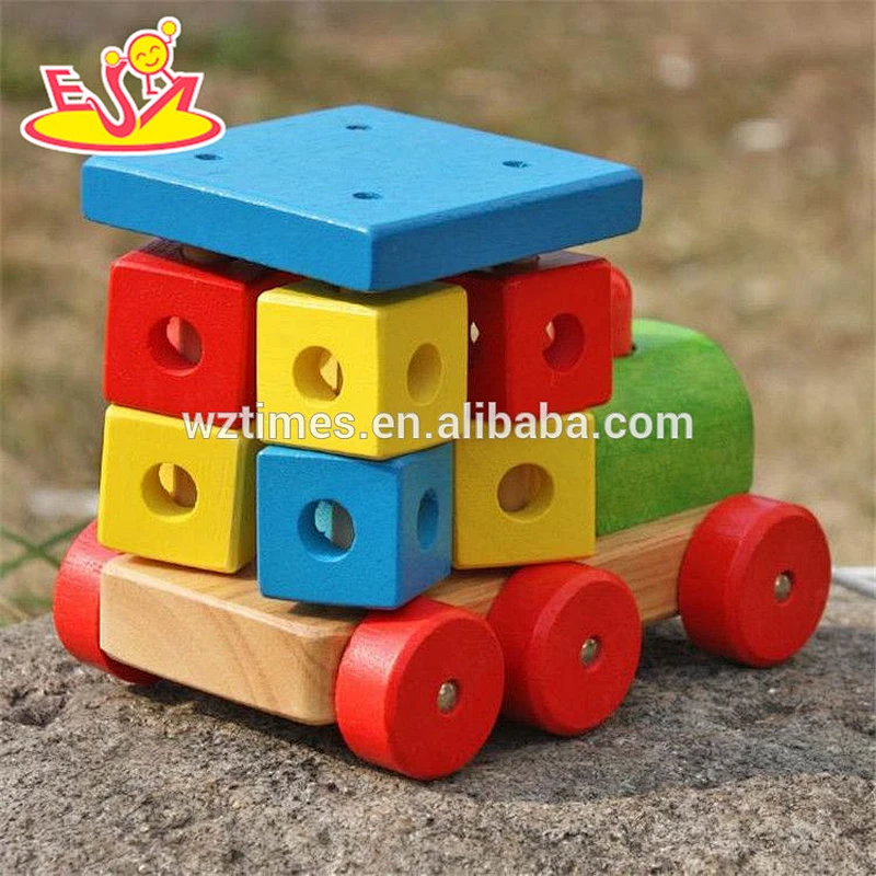 Großhandel kleinkinder bausteine ​​aus holz zug zug spielzeug neues design kinder aus holz zug zug spielzeug W05C072