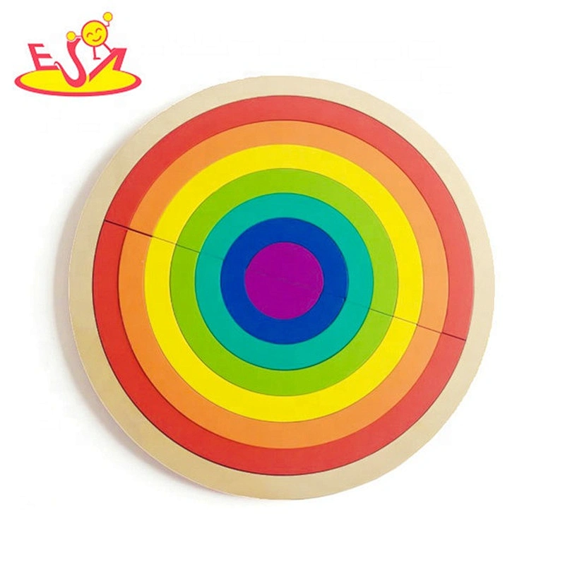 2019 New design educational puzzle wooden rainbow jigsaw for children W14A220