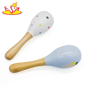New design educational mini wooden musical toy maracas for baby W07I142