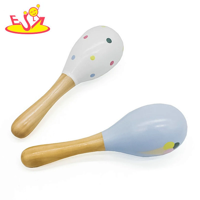 New design educational mini wooden musical toy maracas for baby W07I142