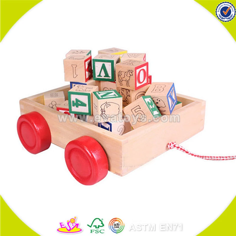 wholesale creative toddler wooden blocks cart toy,educational wooden blocks cart toy,hot wooden blocks cart toy W13C020
