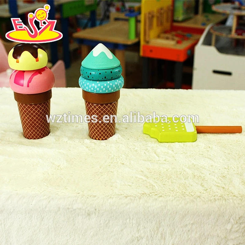 2018 wholesale baby wooden ice cream toy DIY kids wooden ice cream toy role play kids wooden ice cream toy W10B170