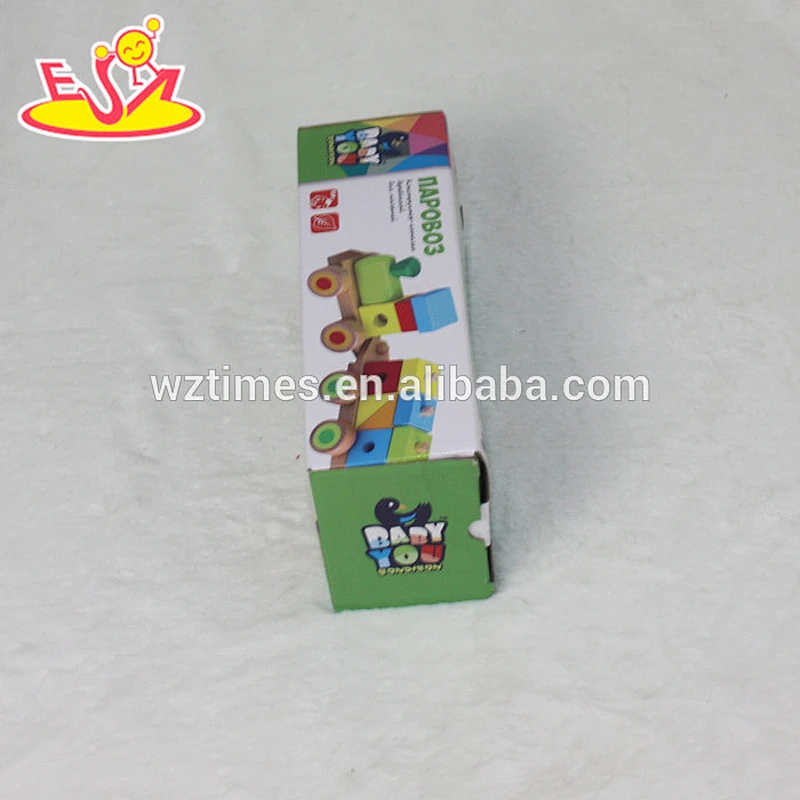 2018 wholesale baby wooden train block funny kids wooden train block new fashion children wooden train block W04A261