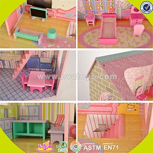 wholesale beautiful wooden dollhouse sets toy lovely baby wooden dollhouse toy popular wooden dollhouse toy W06A042