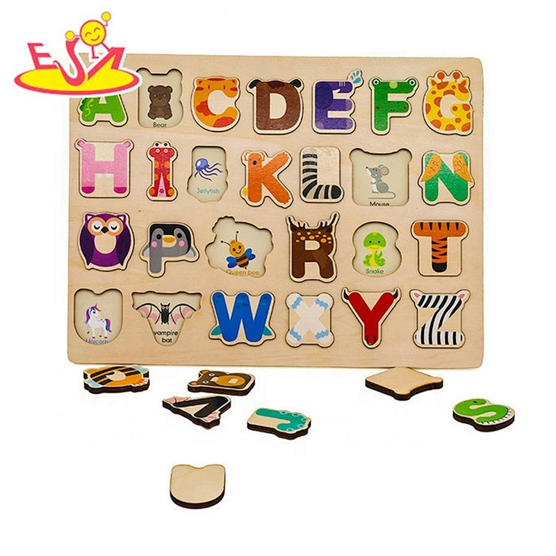 2019 New arrival educational matching wooden abc puzzle game for toddlers W14B109