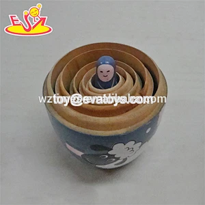 2018 Wholesale funny matryoshka doll 5 pcs wooden mini nesting doll for baby W06D098