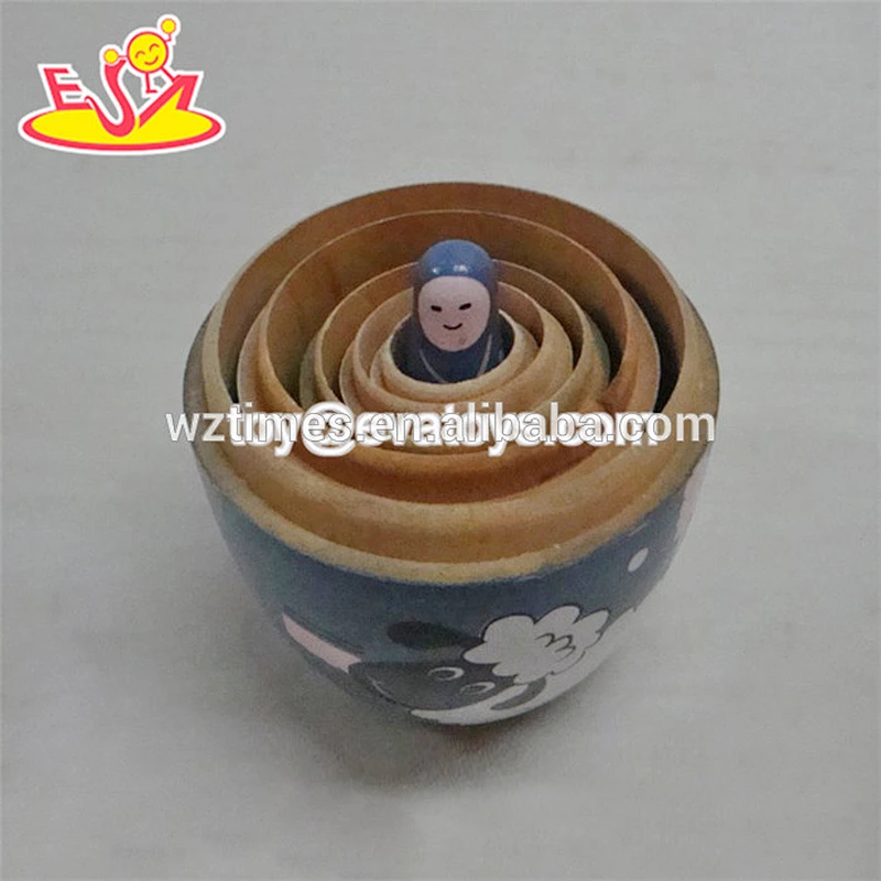 2018 Wholesale funny matryoshka doll 5 pcs wooden mini nesting doll for baby W06D098