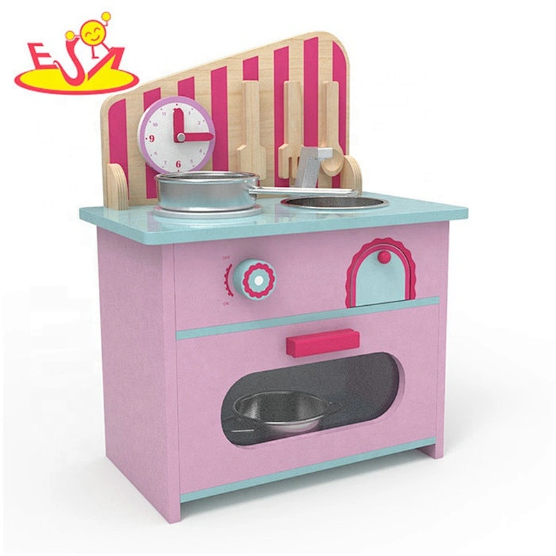 2019 New design pink small wooden role play kitchen for girls W10C427