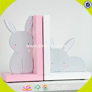 wholesale kids wooden pink rabbit book ends fashion children wooden pink rabbit book ends W08D050