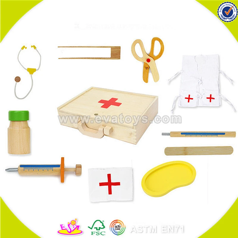 wholesale baby wooden medical toy, hot sale kids role play wooden medical toy, popular wooden medical toy W10B041