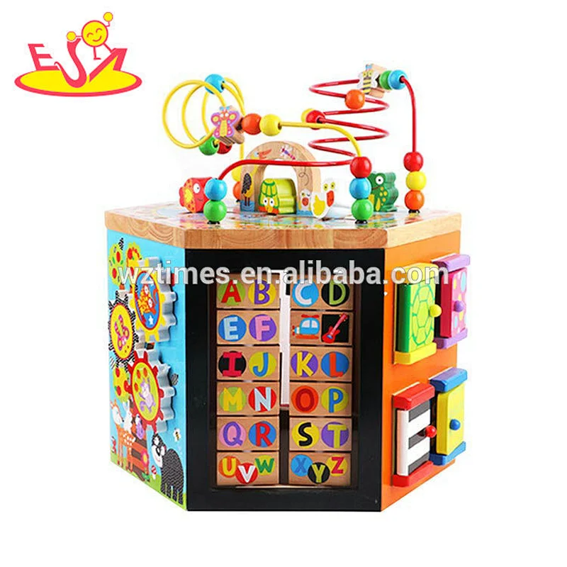 Six Sides Educational Cube Box Game Kindergarten Activity Play Wooden Baby Cube Toy W11B153