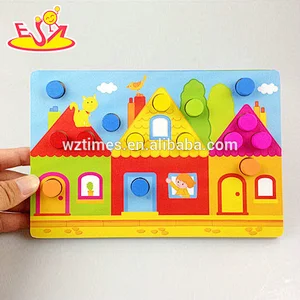 Wholesale best sale teaching aid baby cute colorful wooden puzzle toy for sale W14C251