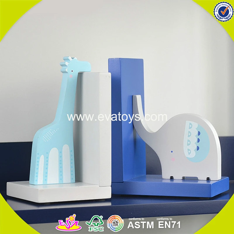 wholesale kids wooden animal bookend creative children's wooden animal bookend W08D059