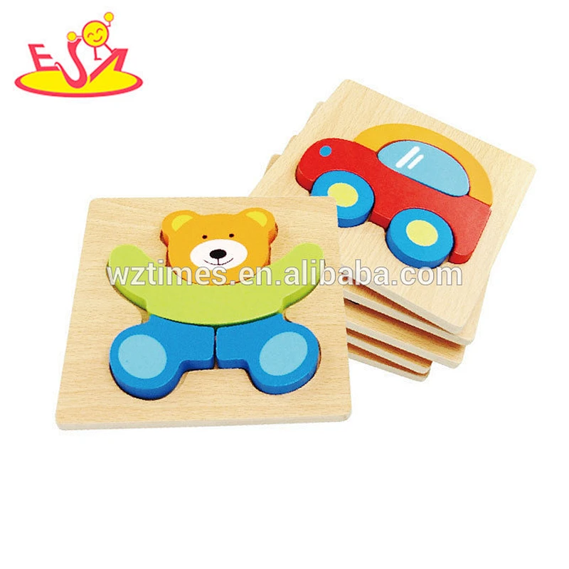 Wholesale brand new cartoon pattern wooden puzzle toy jigsaw for preschool W14F052