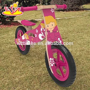 Hottest cartoon wooden girls balance bike for toddlers training W16C173