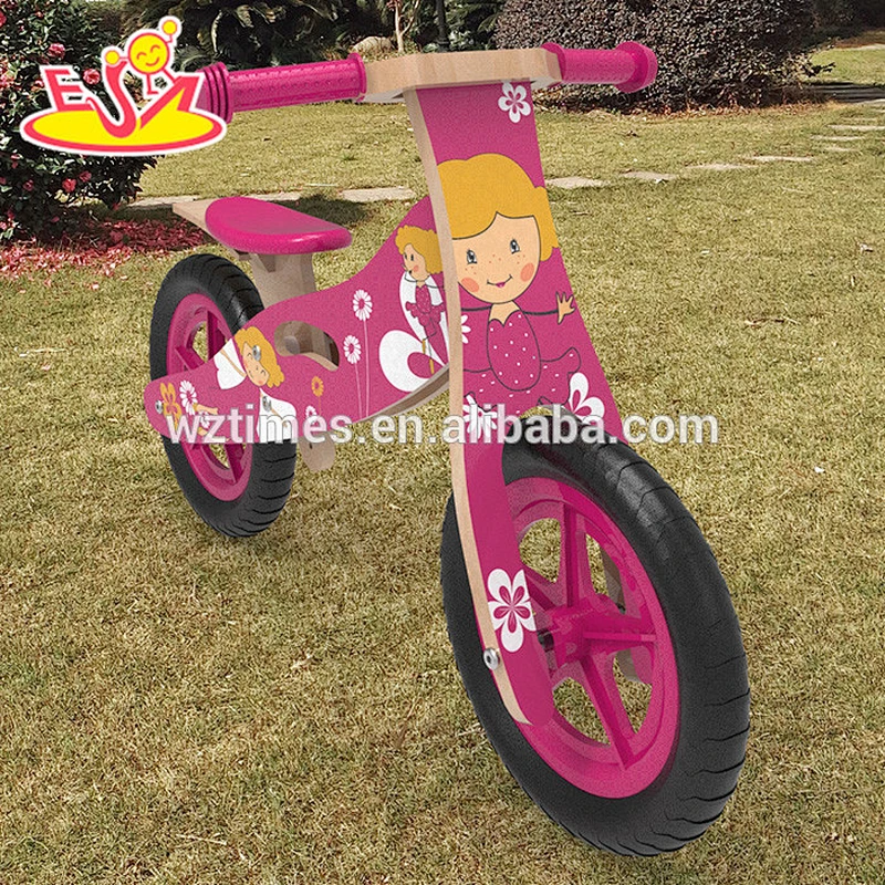 Hottest cartoon wooden girls balance bike for toddlers training W16C173
