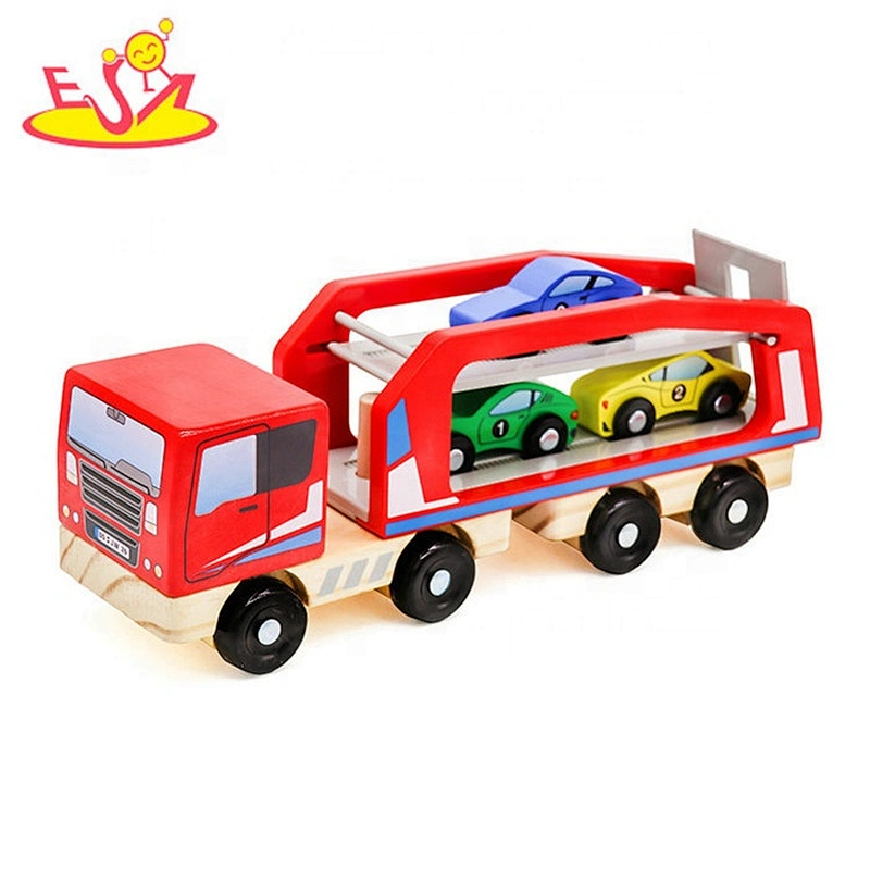 2018 New arrival children Car Loader wooden toy trucks with trailers W04A413