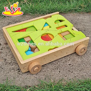 2018 wholesale wooden best building blocks for toddlers, pull car designed wooden best building blocks for toddlers W13C033