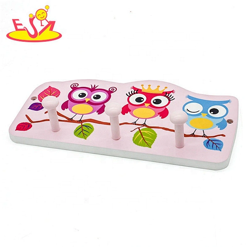 New design cartoon wooden kids wall hooks for hanging W09B090